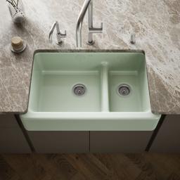 Kohler Whitehaven Smart Divide 35-3/4'' undermount double-bowl farmhouse kitchen sink - Aspen Green - image 2