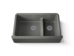 Kohler Whitehaven Smart Divide 35-3/4'' undermount double-bowl farmhouse kitchen sink - Thunder Grey - image 1