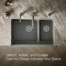 Kohler Whitehaven Smart Divide 35-3/4'' undermount double-bowl farmhouse kitchen sink - Thunder Grey - image 4