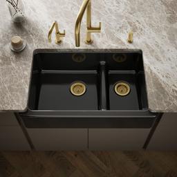 Kohler Whitehaven Smart Divide 35-3/4'' undermount double-bowl farmhouse kitchen sink - Black - image 2