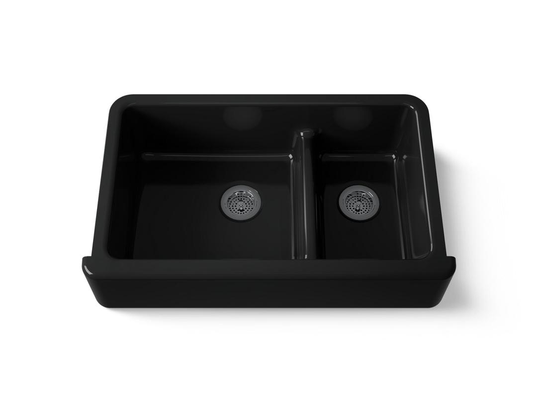 Kohler Whitehaven Smart Divide 35-3/4'' undermount double-bowl farmhouse kitchen sink - Black by Kohler