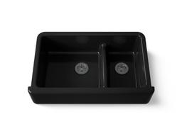 Kohler Whitehaven Smart Divide 35-3/4'' undermount double-bowl farmhouse kitchen sink - Black - image 1