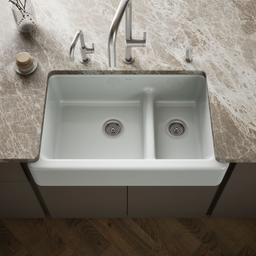 Kohler Whitehaven Smart Divide 35-3/4'' undermount double-bowl farmhouse kitchen sink - Ice Grey - image 2