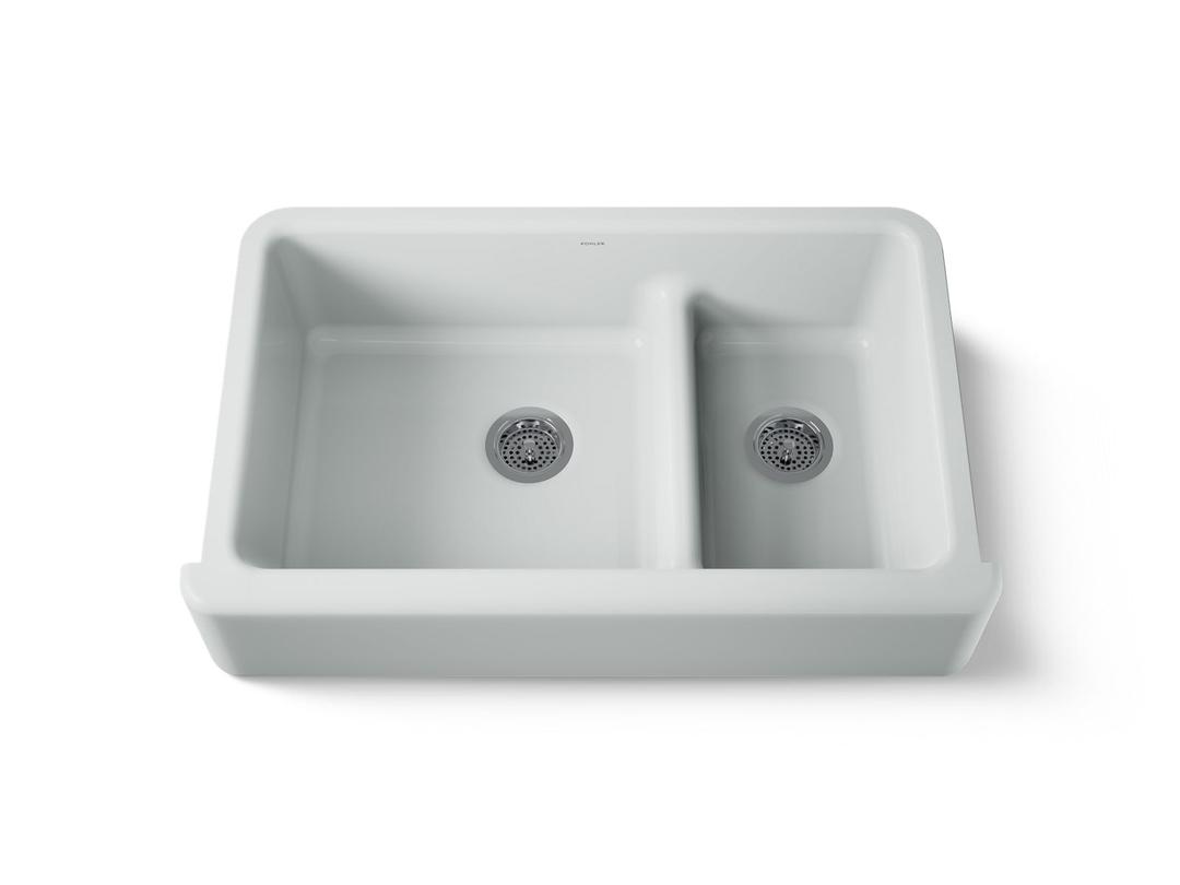 Kohler Whitehaven Smart Divide 35-3/4'' undermount double-bowl farmhouse kitchen sink - Ice Grey by Kohler