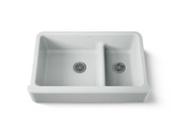 Kohler Whitehaven Smart Divide 35-3/4'' undermount double-bowl farmhouse kitchen sink - Ice Grey - image 1