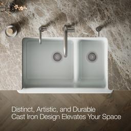 Kohler Whitehaven Smart Divide 35-3/4'' undermount double-bowl farmhouse kitchen sink - Ice Grey - image 4