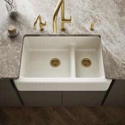 Kohler Whitehaven Smart Divide 35-3/4'' undermount double-bowl farmhouse kitchen sink - Biscuit - image 2