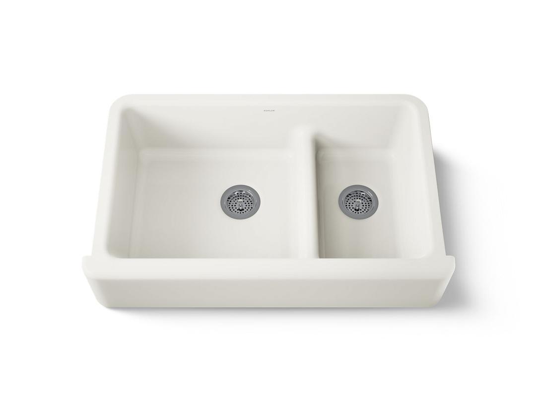 Kohler Whitehaven Smart Divide 35-3/4'' undermount double-bowl farmhouse kitchen sink - Biscuit by Kohler