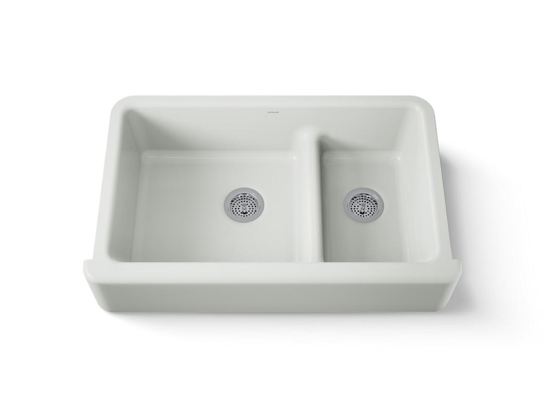 Kohler Whitehaven Smart Divide 35-3/4'' undermount double-bowl farmhouse kitchen sink - Sea Salt by Kohler