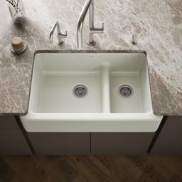Kohler Whitehaven Smart Divide 35-3/4'' undermount double-bowl farmhouse kitchen sink - Dune - image 2