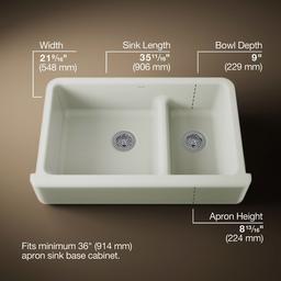 Kohler Whitehaven Smart Divide 35-3/4'' undermount double-bowl farmhouse kitchen sink - Dune - image 3