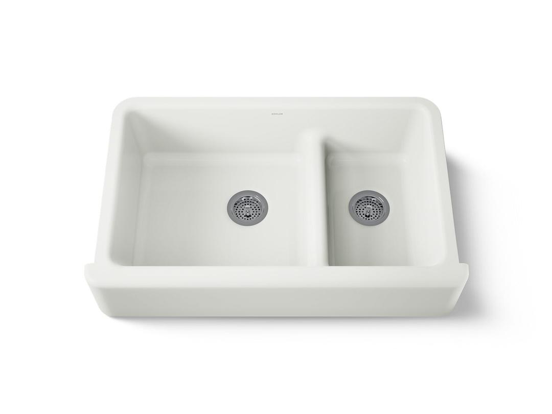 Kohler Whitehaven Smart Divide 35-3/4'' undermount double-bowl farmhouse kitchen sink - Dune by Kohler