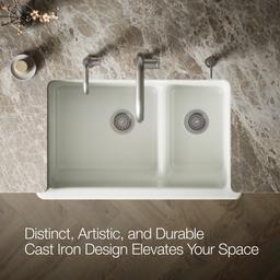 Kohler Whitehaven Smart Divide 35-3/4'' undermount double-bowl farmhouse kitchen sink - Dune - image 4