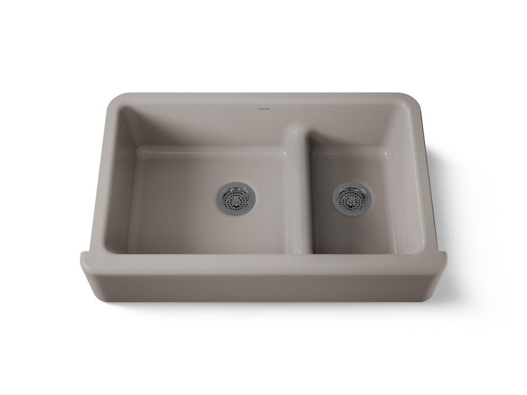 Kohler Whitehaven Smart Divide 35-3/4'' undermount double-bowl farmhouse kitchen sink - Truffle by Kohler