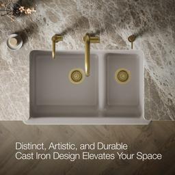 Kohler Whitehaven Smart Divide 35-3/4'' undermount double-bowl farmhouse kitchen sink - Truffle - image 4