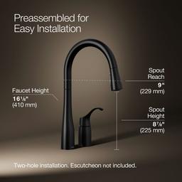Kohler Simplice Pull-down kitchen sink faucet with three-function sprayhead - Matte Black - image 3