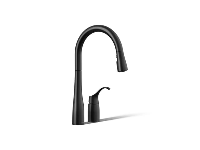 Kohler Simplice Pull-down kitchen sink faucet with three-function sprayhead - Matte Black