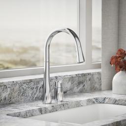 Kohler Simplice Pull-down kitchen sink faucet with three-function sprayhead - Polished Chrome - image 2