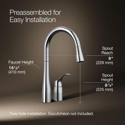 Kohler Simplice Pull-down kitchen sink faucet with three-function sprayhead - Polished Chrome - image 3