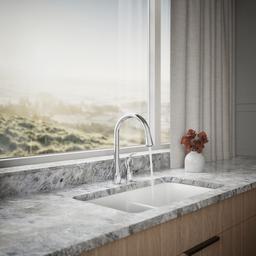 Kohler Simplice Pull-down kitchen sink faucet with three-function sprayhead - Polished Chrome - image 4