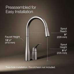 Kohler Simplice Pull-down kitchen sink faucet with three-function sprayhead - Vibrant Stainless - image 3