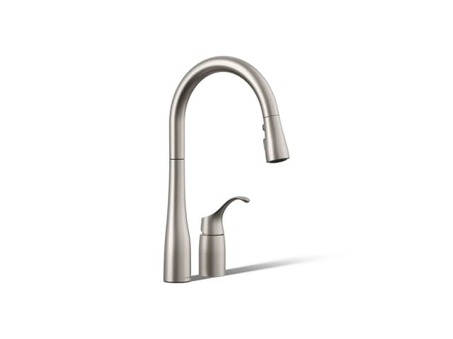 Kohler Simplice Pull-down kitchen sink faucet with three-function sprayhead - Vibrant Stainless