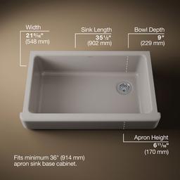 Kohler Whitehaven 35-1/2'' undermount single-bowl farmhouse kitchen sink - Truffle - image 3
