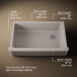 Kohler Whitehaven 35-3/4'' undermount single-bowl farmhouse kitchen sink - Truffle - image 3