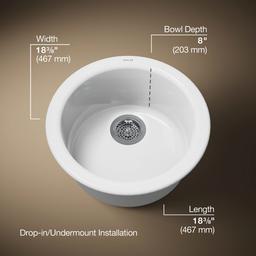Kohler | Porto Fino | Drop In Bar Sink - White - image 3