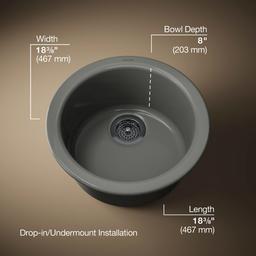 Kohler | Porto Fino | Drop In Bar Sink - Thunder Grey - image 3