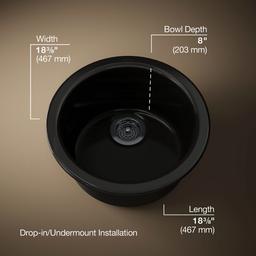 Kohler | Porto Fino | Drop In Bar Sink - Black - image 3