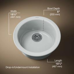 Kohler | Porto Fino | Drop In Bar Sink - Ice Grey - image 3