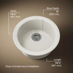 Kohler | Porto Fino | Drop In Bar Sink - Biscuit - image 3