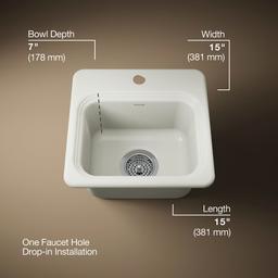 NorthlandE 15'' top-mount single-bowl bar sink - image 3