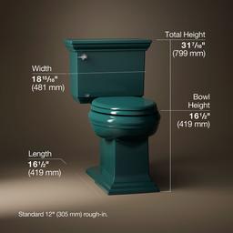 Kohler Memoirs Stately Two-piece elongated with concealed trapway, 1.28 gpf - Teal - image 3