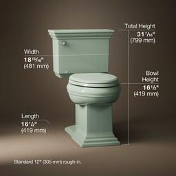 Kohler Memoirs Stately Two-piece elongated with concealed trapway, 1.28 gpf - Aspen Green - image 3