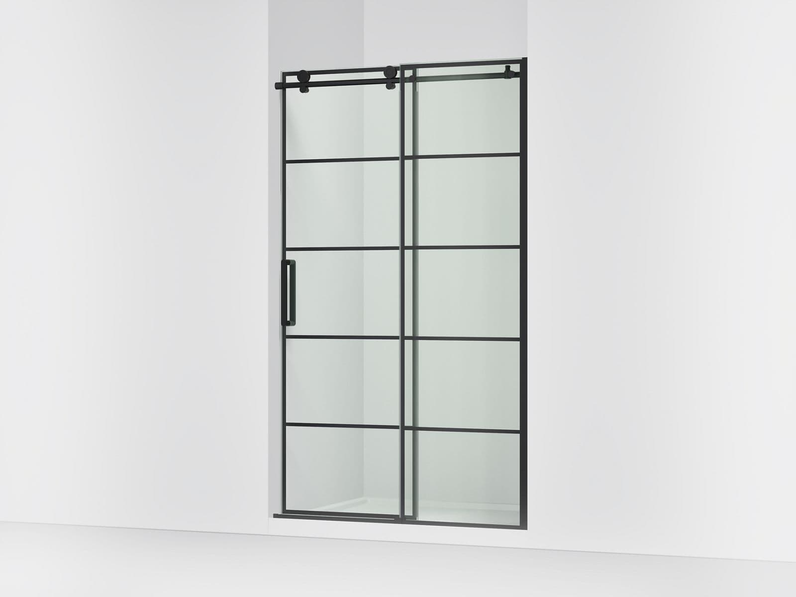 Kohler ComposedE Sliding shower door, 78'' H x 44-1/8 - 47-7/8'' W, with 3/8'' thick Crystal Clear glass with recta...