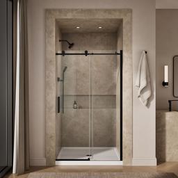 Kohler ComposedE Sliding shower door, 78'' H x 44-1/8 - 47-7/8'' W, with 3/8'' thick Crystal Clear glass - Matte Black - image 4