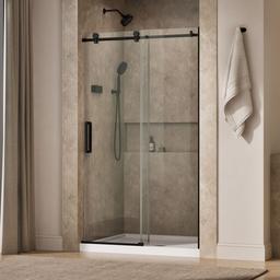 Kohler ComposedE Sliding shower door, 78'' H x 44-1/8 - 47-7/8'' W, with 3/8'' thick Crystal Clear glass - Matte Black - image 2