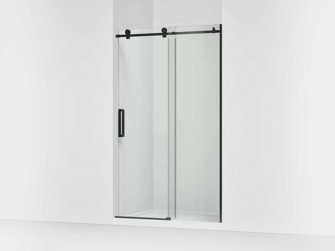 Kohler ComposedE Sliding shower door, 78'' H x 44-1/8 - 47-7/8'' W, with 3/8'' thick Crystal Clear glass - Matte Black by Kohler