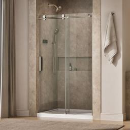 Kohler ComposedE Sliding shower door, 78'' H x 44-1/8 - 47-7/8'' W, with 3/8'' thick Crystal Clear glass - Anodized Brushed Nickel - image 2