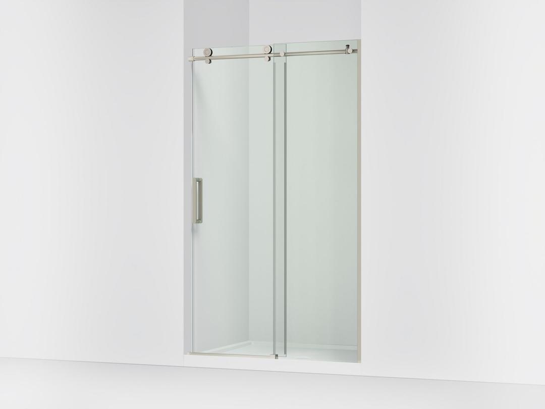 Kohler ComposedE Sliding shower door, 78'' H x 44-1/8 - 47-7/8'' W, with 3/8'' thick Crystal Clear glass - Anodized Brushed Nickel by Kohler