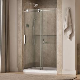 Kohler ComposedE Sliding shower door, 78'' H x 44-1/8 - 47-7/8'' W, with 3/8'' thick Crystal Clear glass - Bright Polished Silver - image 2
