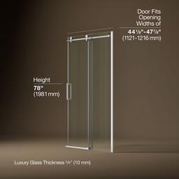Kohler ComposedE Sliding shower door, 78'' H x 44-1/8 - 47-7/8'' W, with 3/8'' thick Crystal Clear glass - Bright Polished Silver - image 3