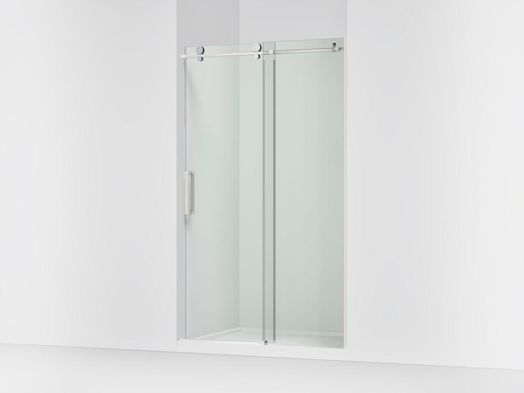 Kohler ComposedE Sliding shower door, 78'' H x 44-1/8 - 47-7/8'' W, with 3/8'' thick Crystal Clear glass - Bright Polished Silver by Kohler