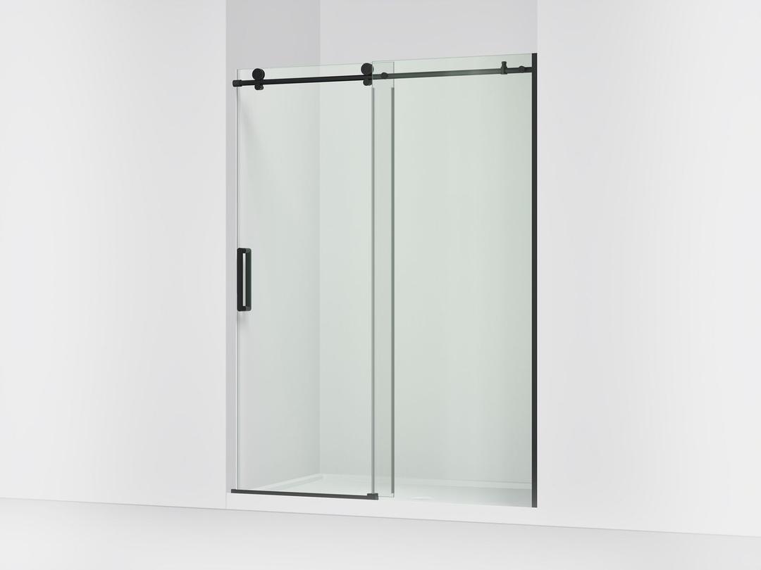 Kohler ComposedE Sliding shower door, 78'' H x 56-1/8 - 59-7/8'' W, with 3/8'' thick Crystal Clear glass - Matte Black by Kohler