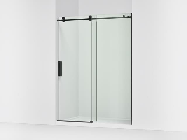 Kohler ComposedE Sliding shower door, 78'' H x 56-1/8 - 59-7/8'' W, with 3/8'' thick Crystal Clear glass - Matte Black