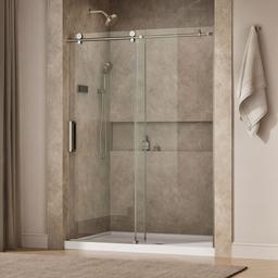 Kohler ComposedE Sliding shower door, 78'' H x 56-1/8 - 59-7/8'' W, with 3/8'' thick Crystal Clear glass - Anodized Brushed Nickel - image 2