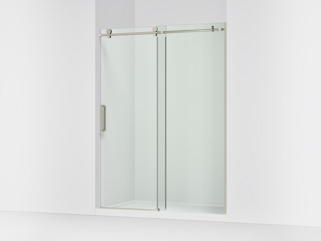 Kohler ComposedE Sliding shower door, 78'' H x 56-1/8 - 59-7/8'' W, with 3/8'' thick Crystal Clear glass - Anodized Brushed Nickel by Kohler