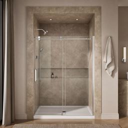 Kohler ComposedE Sliding shower door, 78'' H x 56-1/8 - 59-7/8'' W, with 3/8'' thick Crystal Clear glass - Bright Polished Silver - image 4